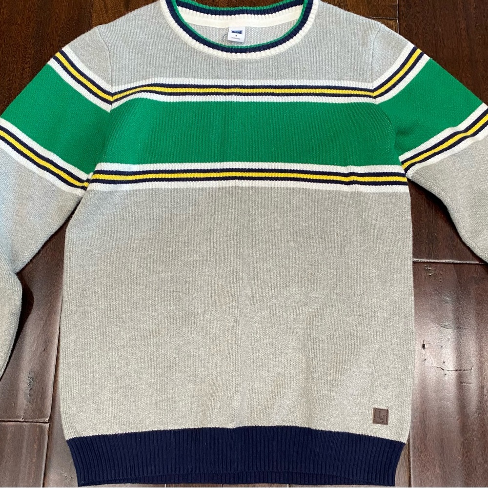 Boy’s Gray and Green Striped Sweater